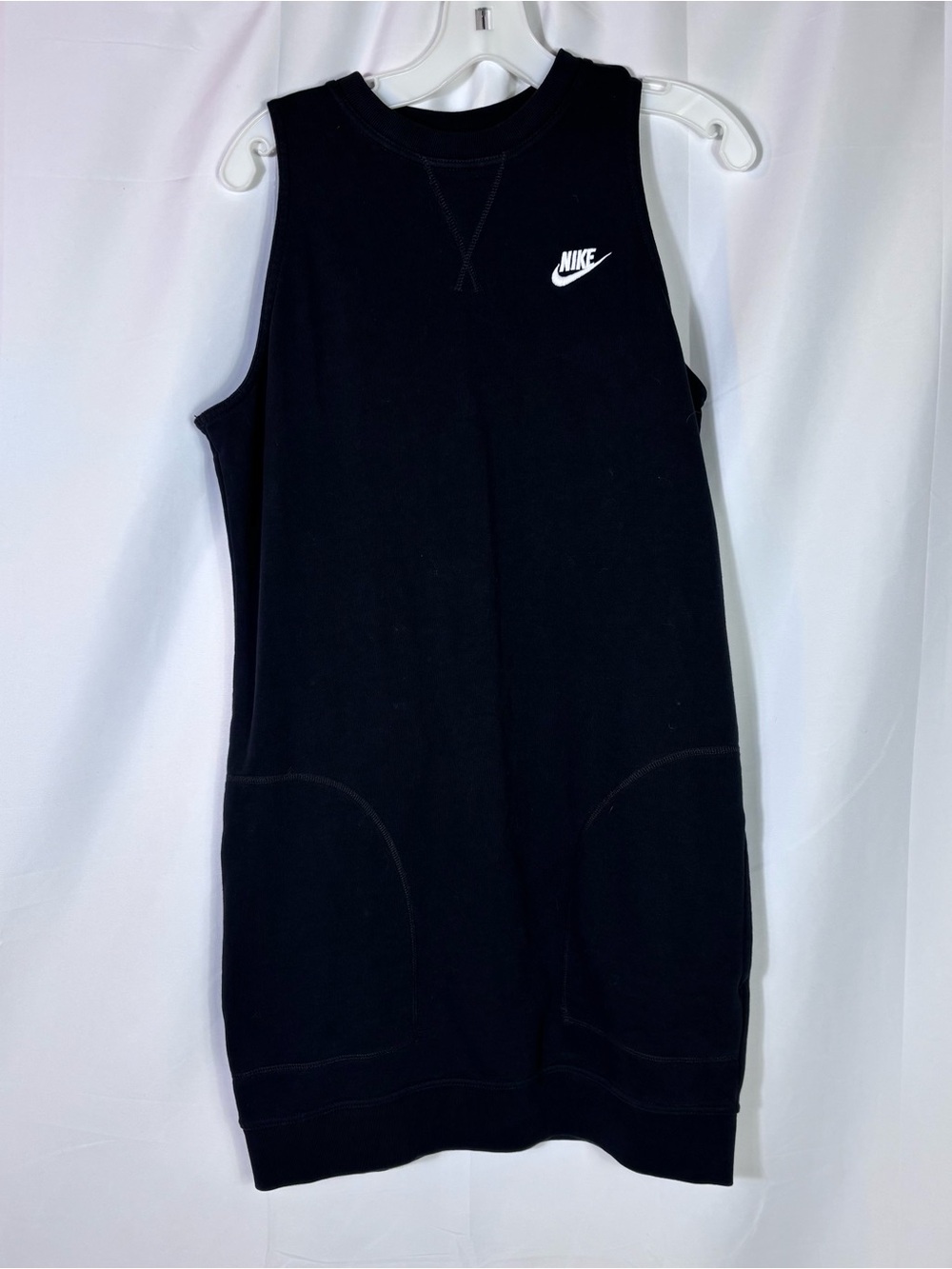 Nike Black Sleeveless Sweatshirt Mini Dress M Athleisure Y2K Streetwear Logo